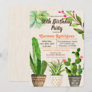 JEDES ALTER - Kakteen Succulent Birthday Einladung