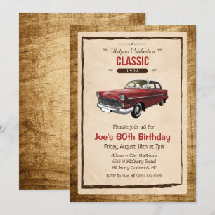 JEDES ALTER - Klassische Auto Vintage Geburtstagse Einladung