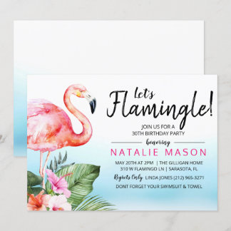 JEDES Alter - Lasst uns Flamingle zum Geburtstag e Einladung