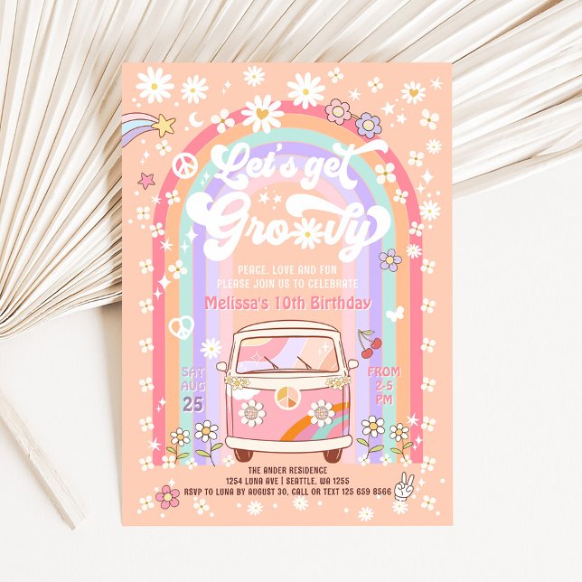 JEDES Alter Lasst uns Groovy Van Birthday holen Einladung (Von Creator hochgeladen)