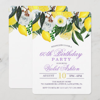 JEDES ALTER - Lemon Floral Geburtstagsparty Einlad Einladung