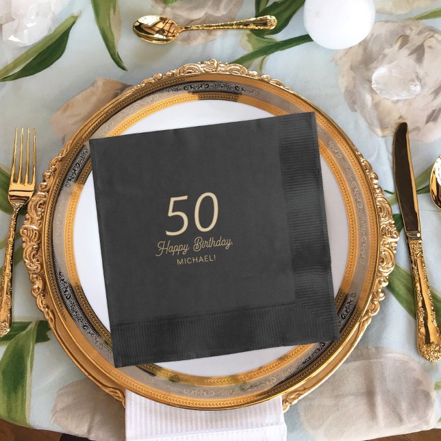 Jedes Alter Meilenstein elegant Happy Birthday Nam Servietten Mit Folie (Von Creator hochgeladen)