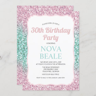 JEDES ALTER - Ombre Glitzer Geburtstag Einladung