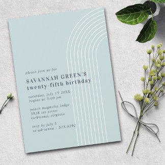 Jedes Alter | Pastel Light Blue Modern Simple Birt Einladung
