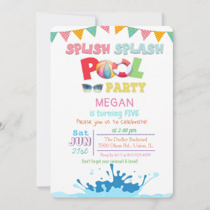 JEDES ALTER - Plantsch, Plantsch Poolparty-Einladu Einladung