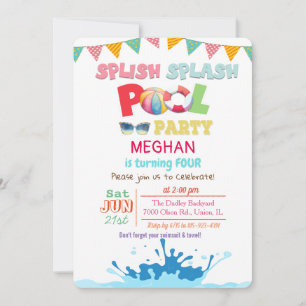 JEDES ALTER - Plantsch, Plantsch Poolparty-Einladu Einladung