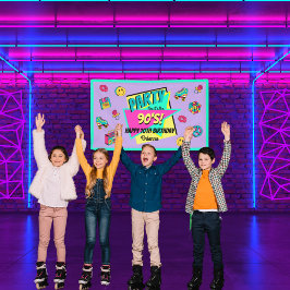 JEDES ALTER Retro 90er Party lila rosa aquamariner Banner