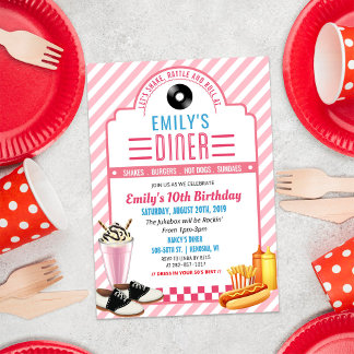 JEDES ALTER - Retro Diner zum Geburtstag der 1950e Einladung