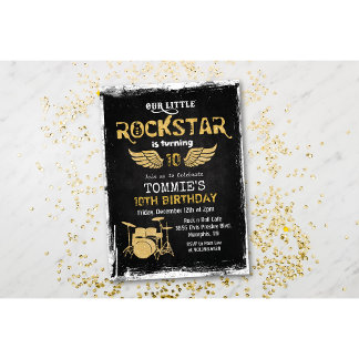 JEDES ALTER - Rockstar Drum Set Geburtstag Einladu Einladung