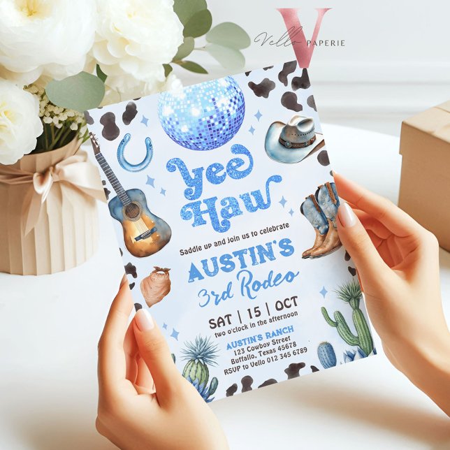 JEDES ALTER RODEO Cowboy Blue Geburtstag Einladung (Von Creator hochgeladen)