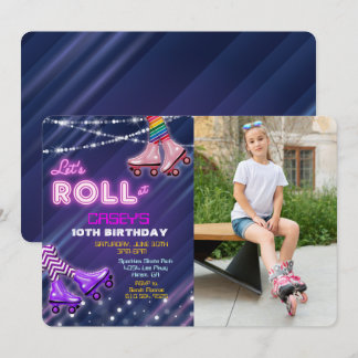 JEDES ALTER - Roller Skate Geburtstag Foto Einladu Einladung