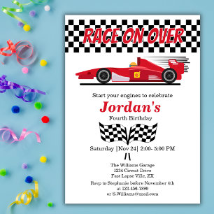 Jedes Alter Rotes Auto Rennen Geburtstag auf über Einladung