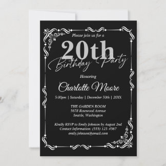 Jedes Alter Schwarz und Weiß Geburtstag modern Einladung