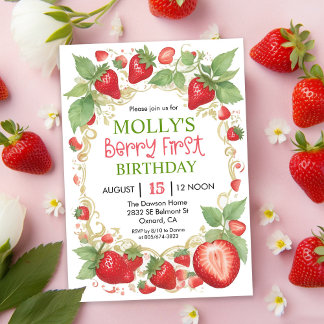 JEDES ALTER - Sehr Berry Strawberry Geburtstag Einladung