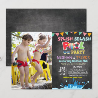 JEDES ALTER - Splish Splash Dual Pool Party Einlad Einladung