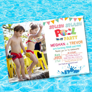 JEDES ALTER - Splish Splash Dual Pool Party Einlad Einladung