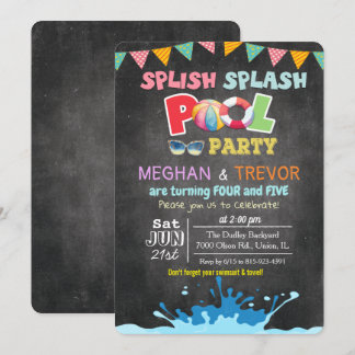 JEDES ALTER - Splish Splash Dual Pool Party Einlad Einladung