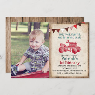 JEDES ALTER - Vintager Traktor Junge Geburtstagsei Einladung