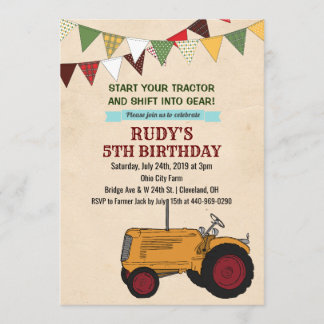 JEDES ALTER - Vintager Traktor zum Geburtstag Einl Einladung