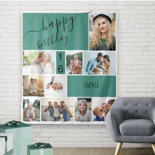Jedes Alter von 10 Jahren FotoCollage Personalisie Wandteppich