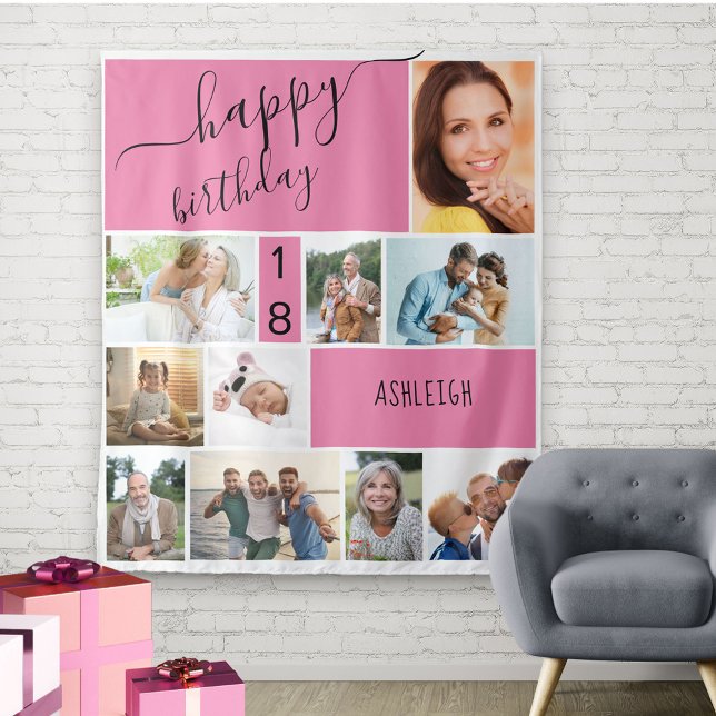 Jedes Alter von 10 Jahren FotoCollage Personalisie Wandteppich (Von Creator hochgeladen)