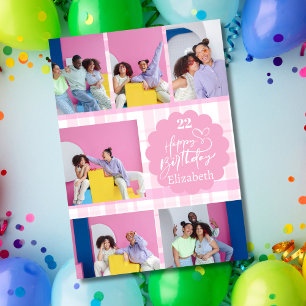 Jedes Alter weiblich rosa 7 Foto Collage Geburtsta