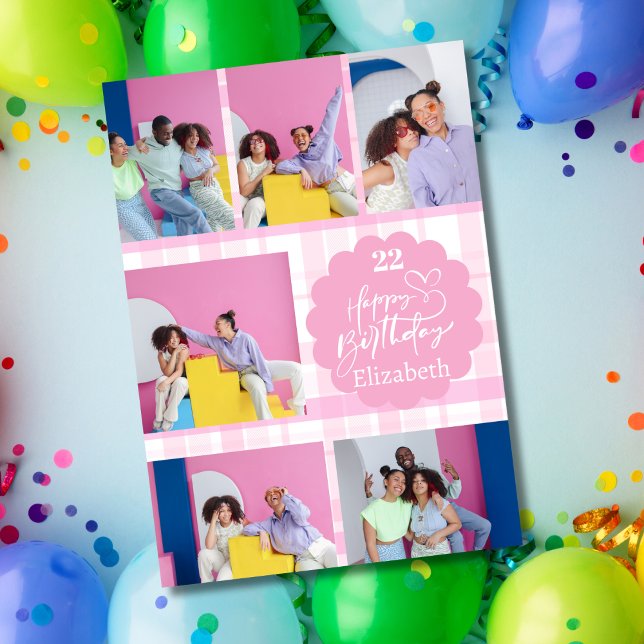 Jedes Alter weiblich rosa 7 Foto Collage Geburtsta (Von Creator hochgeladen)