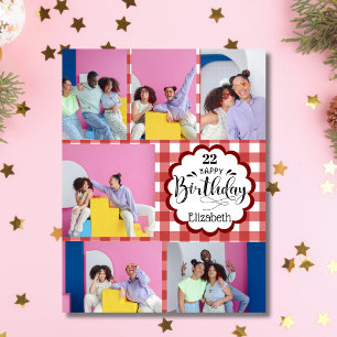 Jedes Alter weibliche Burgund 7 Foto Collage Gebur Karte