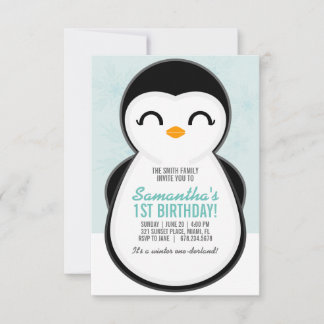 JEDES ALTER Winter PENGUIN GEBURTSTAG niedliches P Einladung