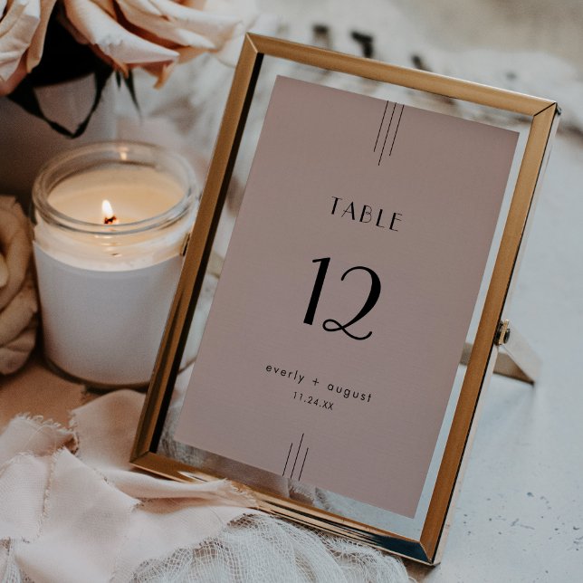 JEDES Art Déco Rosa Hochzeit-Tischnummern Einladung (EVERLY Art Deco Blush Pink Wedding Table Numbers)