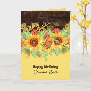 JEDES AUFTRETEN Rustikale Sonnenblumen Karte