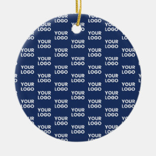 Jedes Bild oder Firmenlogo editierbar dunkles Navy Keramik Ornament