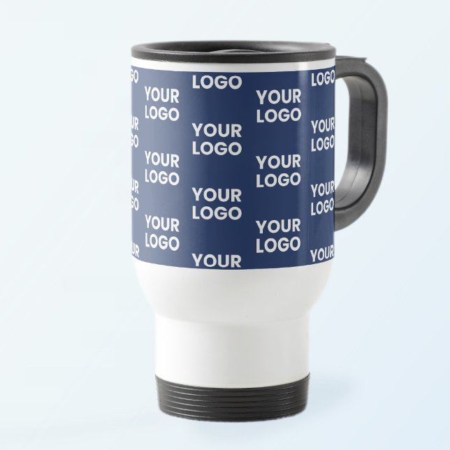Jedes Bild oder Firmenlogo editierbar dunkles Navy Reisebecher (Von Creator hochgeladen)