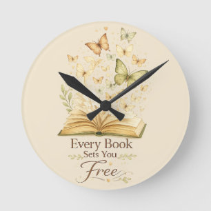 Jedes Buch befreit dich Schmetterling für Buchli Runde Wanduhr