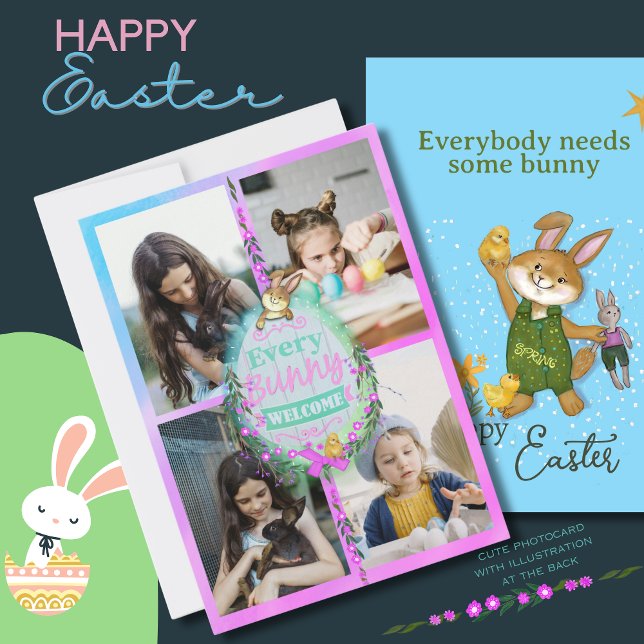 Jedes Bunny Welcome Osterfest Foto Feiertagskarte (Every Bunny welcome Easter Photo Holiday Card)