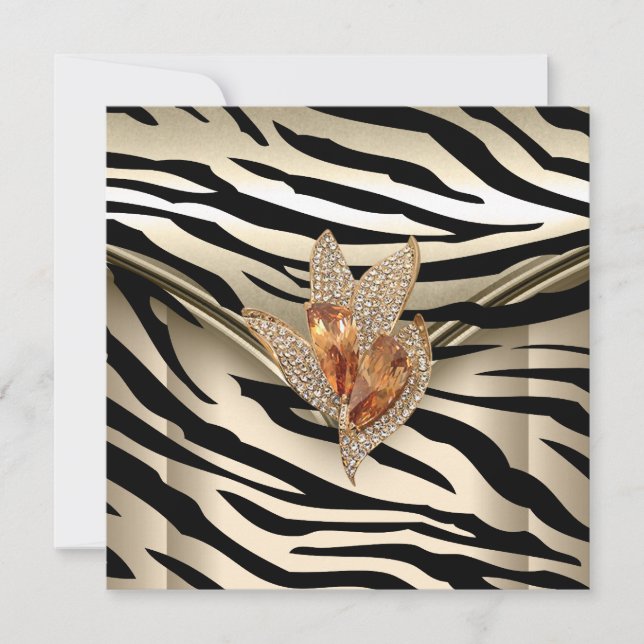 Jedes Ereignis Elegante Zebra Caramel Cream Black  Einladung (Vorderseite)