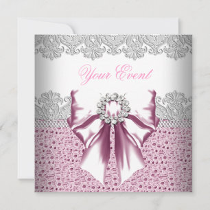 Jedes Ereignis Rosa Diamanten Spitze Rosa Party Einladung