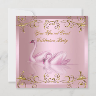 Jedes Ereignis Schwäne Gold Rosa Elegante Party Einladung