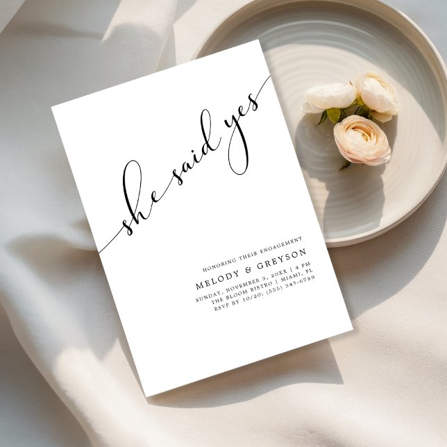 Jedes Ereignis | Sie sagte Ja Einfache Engagement  Einladung (Von Creator hochgeladen)