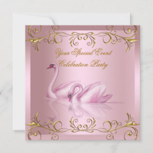 Jedes Ereignis Swans Gold Pink Elegantes Party Einladung