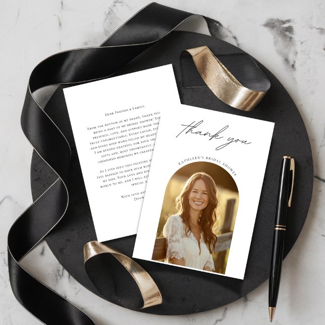 Jedes Event Simple Arch Foto-Brautparty Dankeskarte (Von Creator hochgeladen)