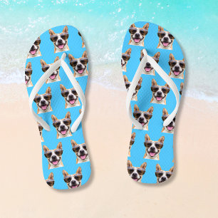 Jedes farbenfrohe, Personalisierte Hundehund-Foto Flip Flops
