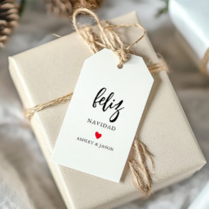 Jedes Farbherz Feliz Navidad, Minimalistisch moder Geschenkanhänger
