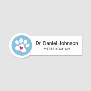 Jedes farbige Pfoten-Herzlogo für moderne Tiere Namensschild