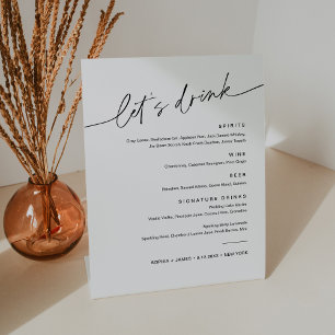 JEDES Hochzeitliche Getränke-Cocktailmenü 8x10 Sockelschild