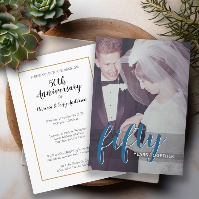 JEDES JAHR - 50. Hochzeitstag & Foto Einladung (Wedding Anniversary Invitation)