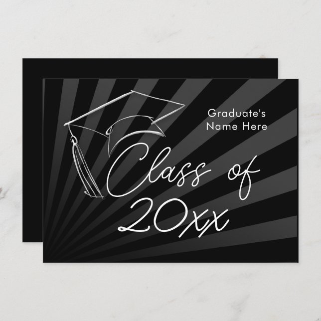 Jedes Jahr | Ankündigung von Sleek Black Abschluss (Vorne/Hinten)