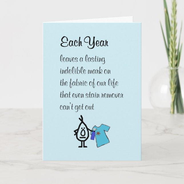 Jedes Jahr ein lustiges Geburtstagsgedicht Karte (Vorderseite)