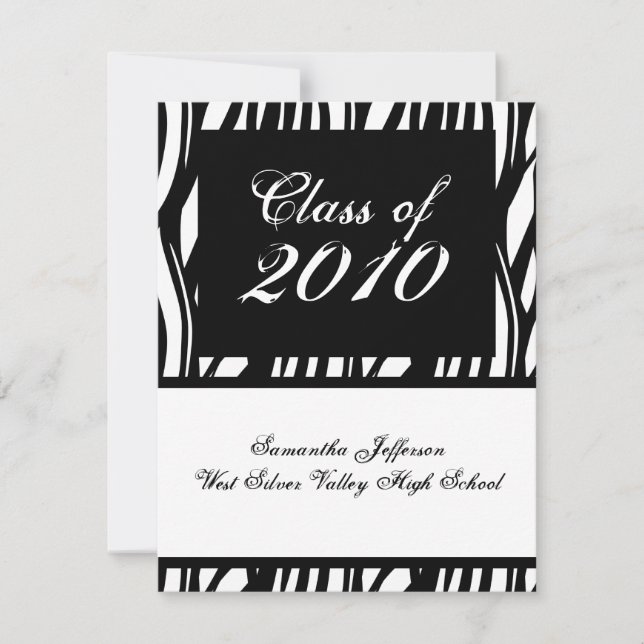 JEDES JAHR Einladung von Funky Black & White Absch (Vorderseite)