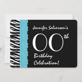 JEDES JAHR Geburtstag Aqua Lace Zebra V11 Einladung